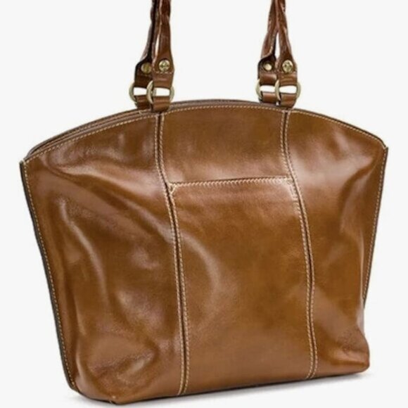 Patricia Nash Michel Leather Dome Tan Brown Shoulder Handbag - Picture 9 of 11